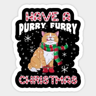 Have A Purry Furry Christmas Funny Xmas Cat Sticker